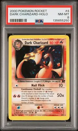 2000 POKEMON ROCKET #4 DARK CHARIZARD-HOLO PSA 8 - Image 1