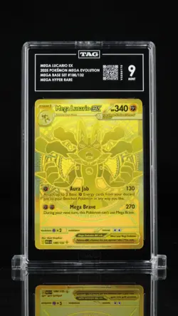 TAG 9 - Mega Lucario ex 188/132 Gold Hyper Rare Pokemon Mega Evolution Base Set - Image 1