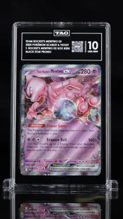 TAG 10 - Team Rocket's Mewtwo ex 205 SVP Black Star Promo Pokemon Scarlet Violet - Image 1