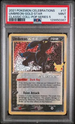 PSA 9 - Gold Star Umbreon 17/17 Celebrations Classic Collection Pokemon 25th - Image 1