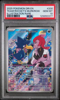PSA 10 - Team Rocket's Murkrow 200/182 Illustration Rare Pokemon Destined Rivals - Image 1
