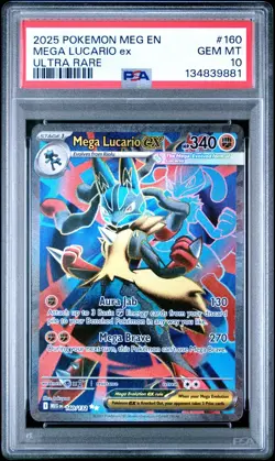 PSA 10 - Mega Lucario ex 160/132 Ultra Rare Pokemon Mega Evolution Base Set MEG - Image 1