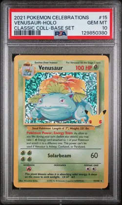 PSA 10 - Venusaur 15/102 Holo Rare Celebrations Classic Collection Pokemon 25th - Image 1