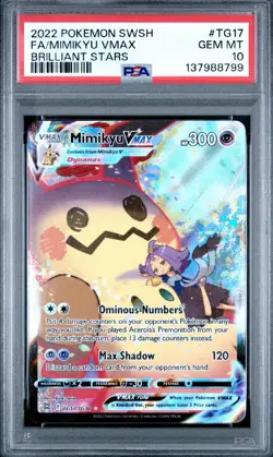 2022 Pokemon SWSH Brilliant Stars Mimikyu VMAX TG17/TG30 PSA 10 - Image 1