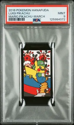 2016 POKEMON HANAFUDA MARIO PIKACHU MARCH LUIGI PIKACHU PSA 9 - Image 1
