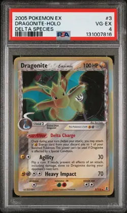 2005 POKEMON EX DELTA SPECIES #3 DRAGONITE-HOLO PSA 4 - Image 1