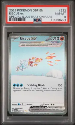 2023 POKEMON OBF EN-OBSIDIAN FLAMES SPECIAL ILLUSTRATION RARE EISCUE EX PSA 8 - Image 1