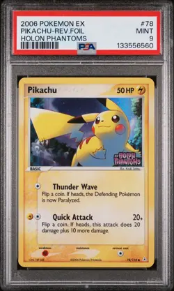 2006 POKEMON EX HOLON PHANTOMS #78 PIKACHU-REVERSE FOIL PSA 9 - Image 1