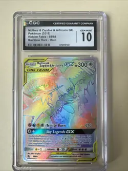 Moltres Zapados Articuno GX Rainbow Rare Holo CGC 10 Pokemon 2019 Hidden Fates - Image 1