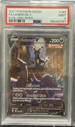 2021 POKEMON SWORD & SHIELD EVOLVING SKIES #189 FULL ART/UMBREON V PSA 9 - Image 1