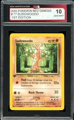2000 Pokemon Neo Genesis #77 Sudowoodo 1st edition KSA 10 Gem Mint - Image 1