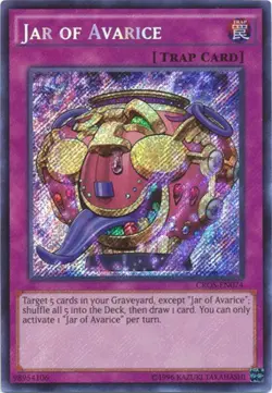 Yugioh! LP Jar of Avarice - CROS-EN074 - Secret Rare - Unlimited Edition Lightly - Image 1