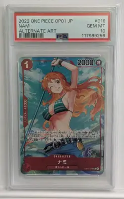 Nami One Piece Alternate Art 2022 Foil OP01 Romance Dawn R Japanese #016 PSA 10 - Image 2