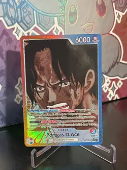 One Piece Portgas D. Ace Alt Art Leader OP13-002 L (OP-13 English) NM - Image 1