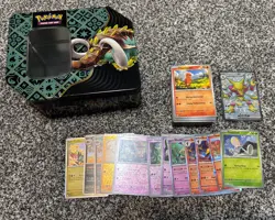 [OPEN] Pokemon TCG Scarlet & Violet Paldean Fates Tin + Shiny + 100 Cards + Holo - Image 1