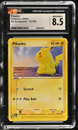 CGC 8.5 Pikachu 2003 EX Sandstorm 72/100 Pokemon Card - Image 1