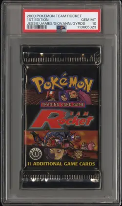 2000 WOTC Pokemon Team Rocket 1st Edition Foil Pack Split Artwork PSA 10 - Image 1