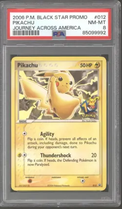 Pokemon Journey Across America Black Star Promo Pikachu 12 PSA 8 - Image 1