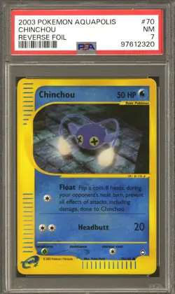 Pokemon Aquapolis Reverse Holo Foil Chinchou 70/147 PSA 7 - Image 1