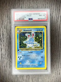 Azumarill PSA 8 Pokemon WOTC 2000 Neo Genesis 1st Edition #2 Double Swirls 🌀🌀 - Image 1