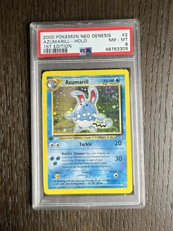 Azumarill PSA 8 Pokemon WOTC 2000 Neo Genesis 1st Edition #2 Double Swirls 🌀🌀 - Image 4