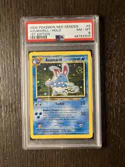Azumarill PSA 8 Pokemon WOTC 2000 Neo Genesis 1st Edition #2 Double Swirls 🌀🌀 - Image 5