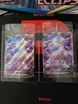 SEALED Lot of 2 Mewtwo V SWSH229 Black Star Promo Full Art Holo Pokemon GO 2022 - Image 1