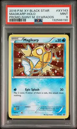 2016 POKEMON XY BLACK STAR PROMO SHINY MEGA GYARADOS #XY143 MAGIKARP-HOLO PSA 9 - Image 1