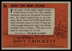 1956 TOPPS DAVEY C ROCKETT READY FOR NIGHT ATTACK #56 - Image 2