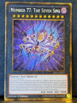 Yugioh Number 77: The Seven Sins PGL3-EN011 1st Ed Gold Secret Rare LP - Image 1