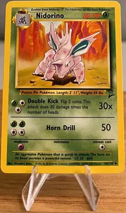 Nidorino #33 Non-Holographic Pokemon Card LP - 54/130 Base Set 2 Uncommon 2000 - Image 3