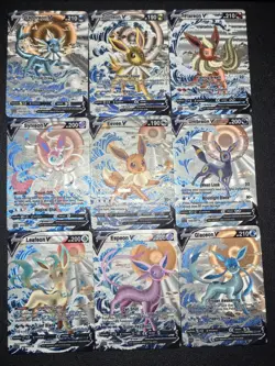 9x Lot Eeveelution Eevee CUSTOM Stained Glass Holo Van Gogh Shiny Texture Cards - Image 3