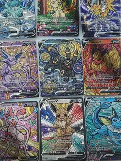 9x Lot Eeveelution Eevee CUSTOM Stained Glass Holo Van Gogh Shiny Sparkle Cards - Image 1