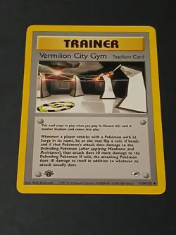 VERMILION CITY GYM 120/132 1st Edition Gym Heroes WOTC Pokemon Card Near Mint - Image 1