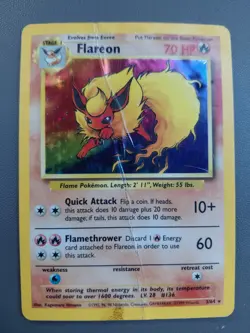 HEAVILY PLAYED - Pokemon TCG Flareon Holo 3/64 Jungle English Pokemon - Image 1