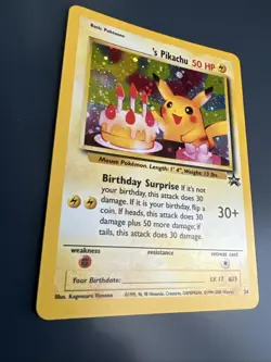 Pokemon TCG Birthday Pikachu #24 WOTC Promo Holo Swirl LP+/NM - Image 2