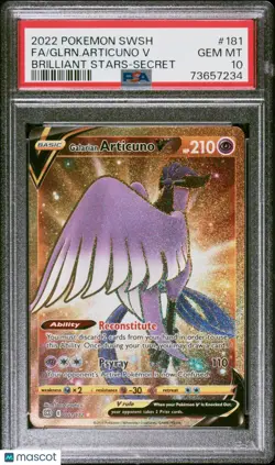 2022 Pokemon Sword & Shield Brilliant Stars Galarian Articuno 181/172 PSA 10 - Image 1