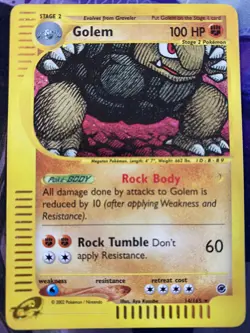 Golem 14/165 Holo Rare Expedition Base Set Pokemon Card - Image 1