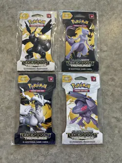 4 Sealed Pokemon Black & White Legendary Treasures Blister Packs - Art Set - Image 1