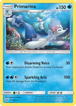 Primarina 41/149 Rare SM Base Set Pokemon TCG - Image 1