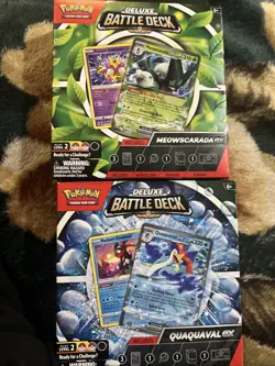 NIB-Meowscarada and Quaquaval ex Deluxe Battle Deck Set of 4-Pokemon TCG - Image 2