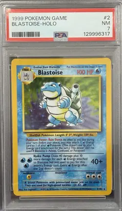 Blastoise - Holo #2/102 - 1999 Pokemon Game Base Set - PSA 7 - Image 1