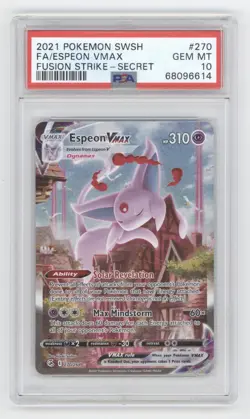 2021 POKEMON SWORD & SHIELD FUSION STRIKE FULL ART ESPEON VMAX PSA 10 Q1887 - Image 1