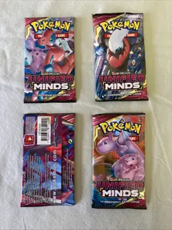 Pokemon TCG Unified Minds Booster Pack Lot of 4 - Factory Sealed(OKEB-01-027) - Image 2