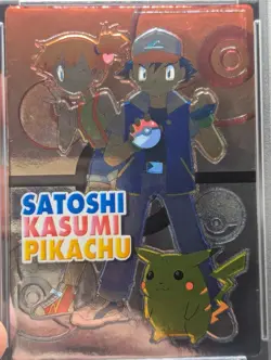 Pokemon Japanese Meiji ASH MISTY PIKACHU Embossed Promo Foil Get Card 1999 PSA 8 - Image 3