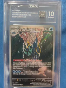 Pokemon TCG Clawitzer 141/132 Me01: Mega Evolution Holo! TAG 10 - Image 1