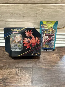 Pokemon TCG Crown Zenith Tin Zapdos and XY BreakPoint/XY Fates Collide Pin Set - Image 1
