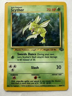 Pokemon TCG Scyther Holo Rare Jungle Card 10/64 MP Condition Vintage - Image 1