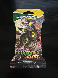 Pokemon TCG Evolving Skies Sleeved Booster Pack Umbreon Art 10 Cards - Image 1