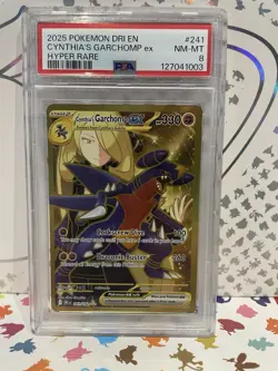 Pokemon TCG Destined Rivals Cynthia's Garchomp EX Card 241/182 Psa 8 - Image 1